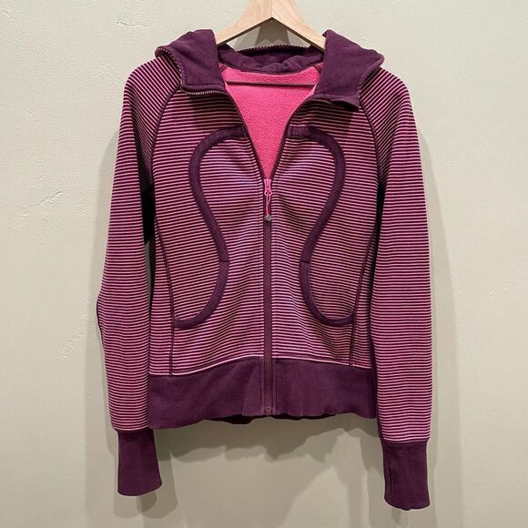 Lululemon Scuba Hoodie in Hyper Stripe Printed Afterglo Plum - Picture 2 of 13